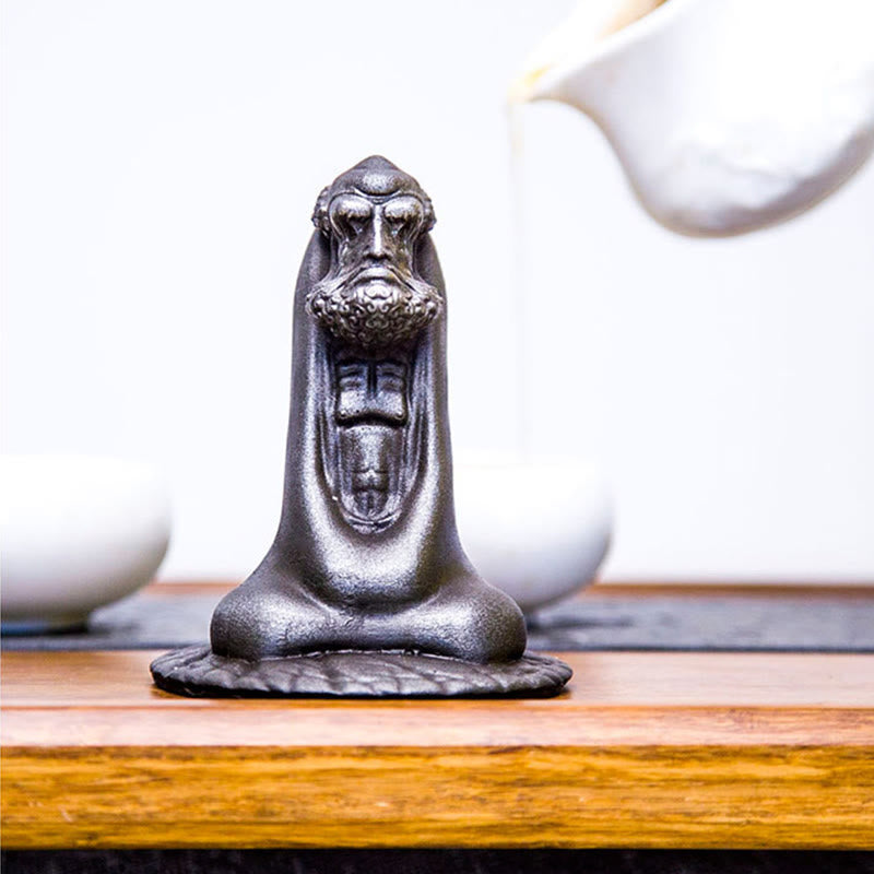 Statue de Bouddha Bodhidharma 10 cm en résine rouillée et poudre de fer, décoration