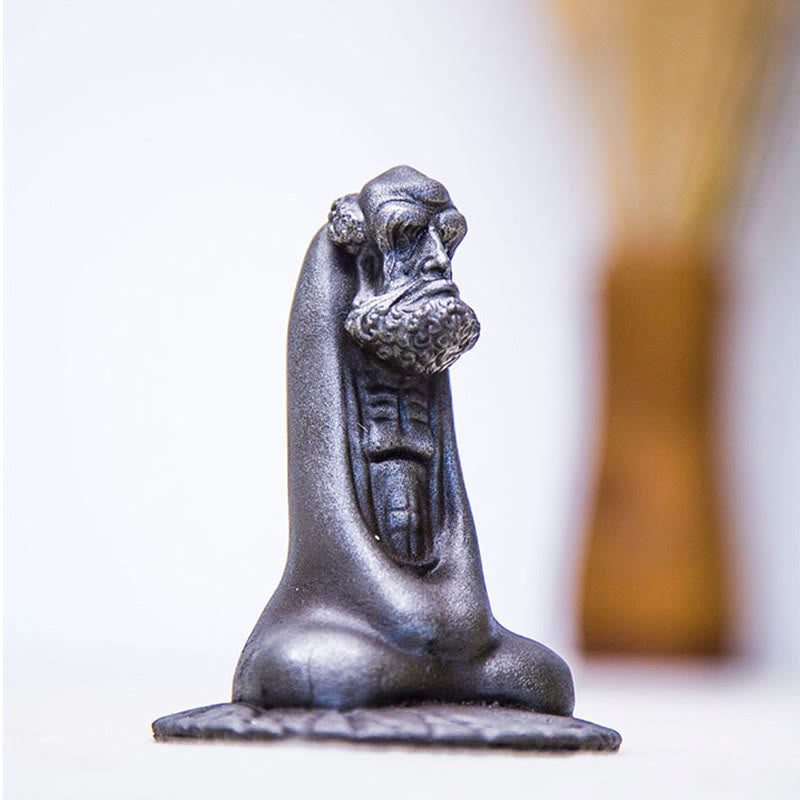 Statue de Bouddha Bodhidharma 10 cm en résine rouillée et poudre de fer, décoration