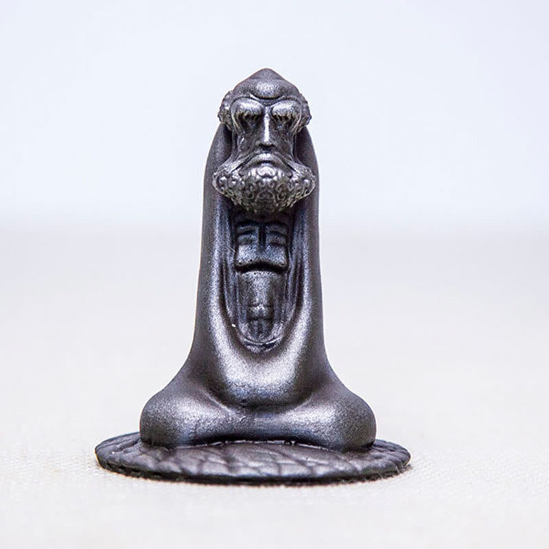 Statue de Bouddha Bodhidharma 10 cm en résine rouillée et poudre de fer, décoration