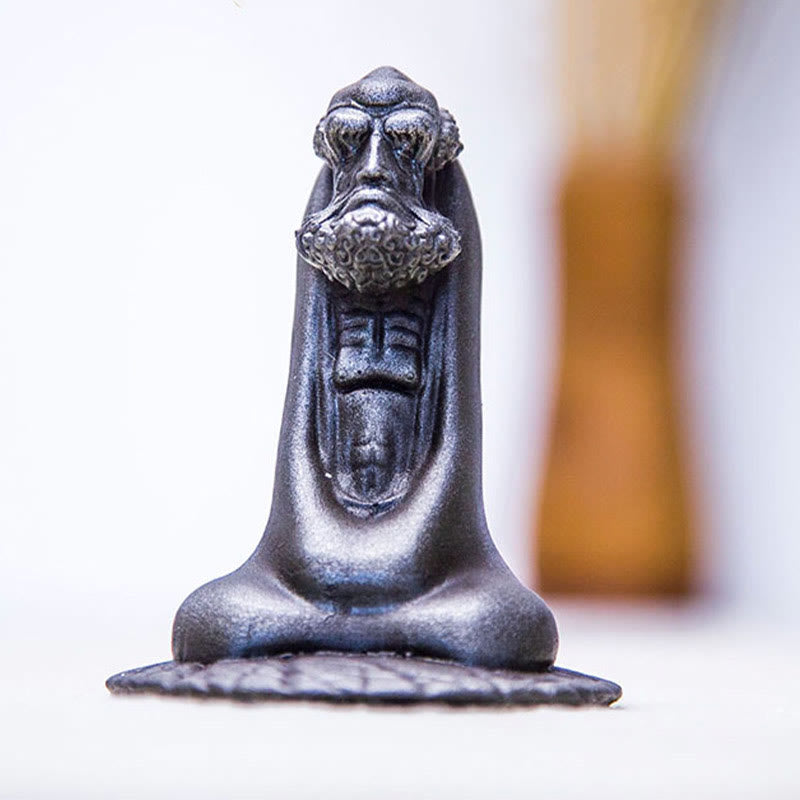 Statue de Bouddha Bodhidharma 10 cm en résine rouillée et poudre de fer, décoration