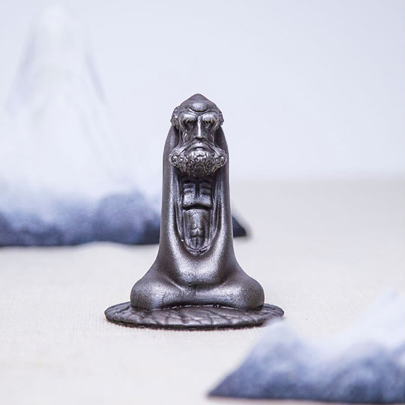 Statue de Bouddha Bodhidharma 10 cm en résine rouillée et poudre de fer, décoration
