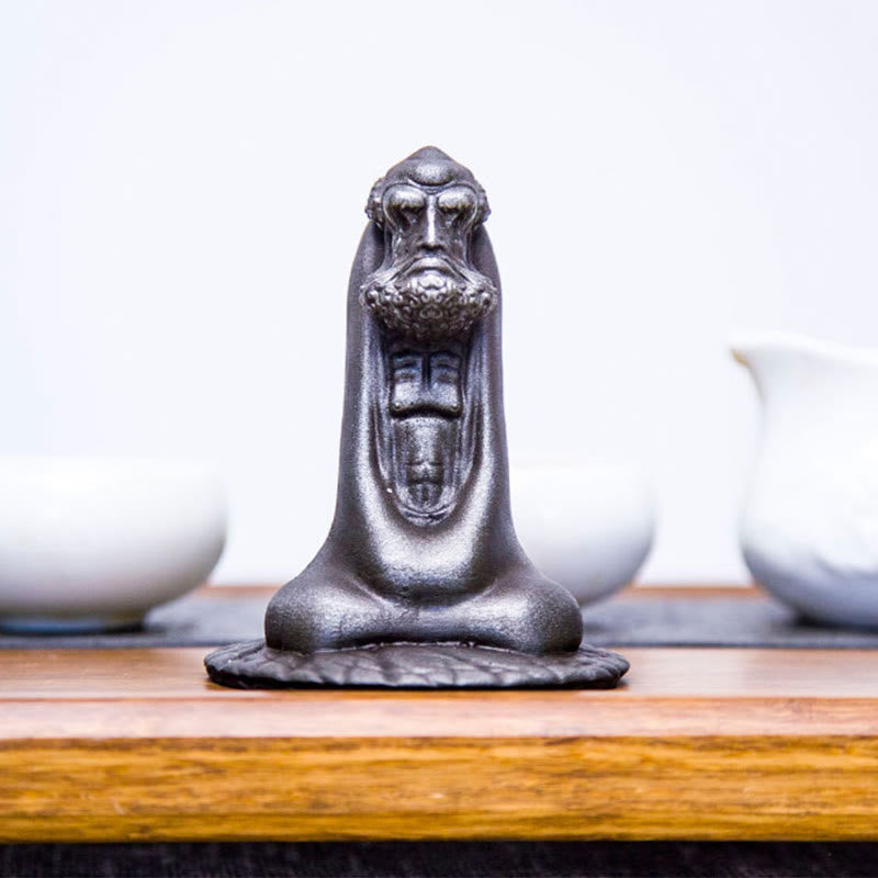 Statue de Bouddha Bodhidharma 10 cm en résine rouillée et poudre de fer, décoration