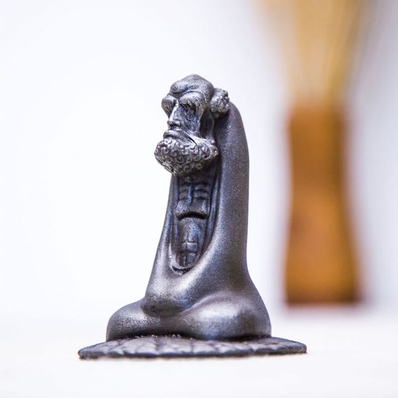 Statue de Bouddha Bodhidharma 10 cm en résine rouillée et poudre de fer, décoration