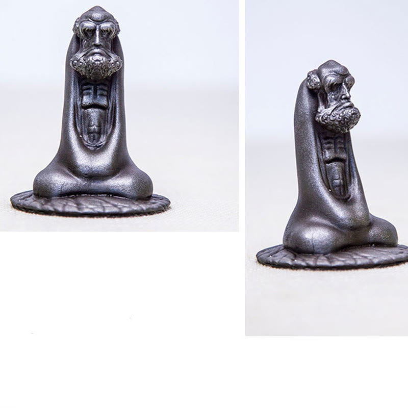 Statue de Bouddha Bodhidharma 10 cm en résine rouillée et poudre de fer, décoration