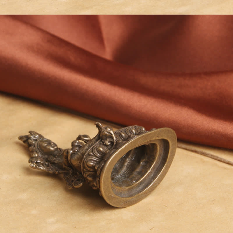 Statue de Bodhisattva Tara Verte en cuivre 55,5 mm Espoir calme