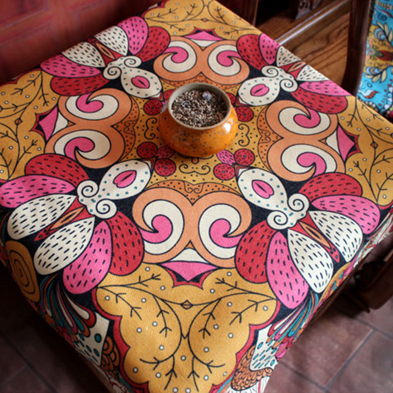 Nappe Boho Mandala 70x70cm Mélange Coton Lin