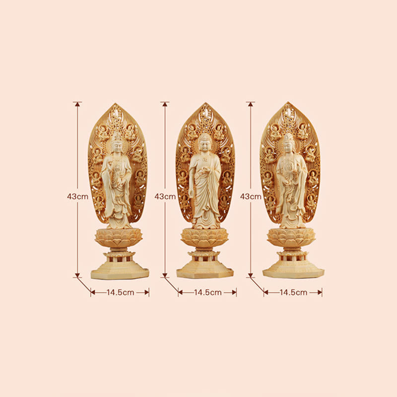 Statue de Bouddha en buis | Bodhisattva Mahasthamaprapta 43cm