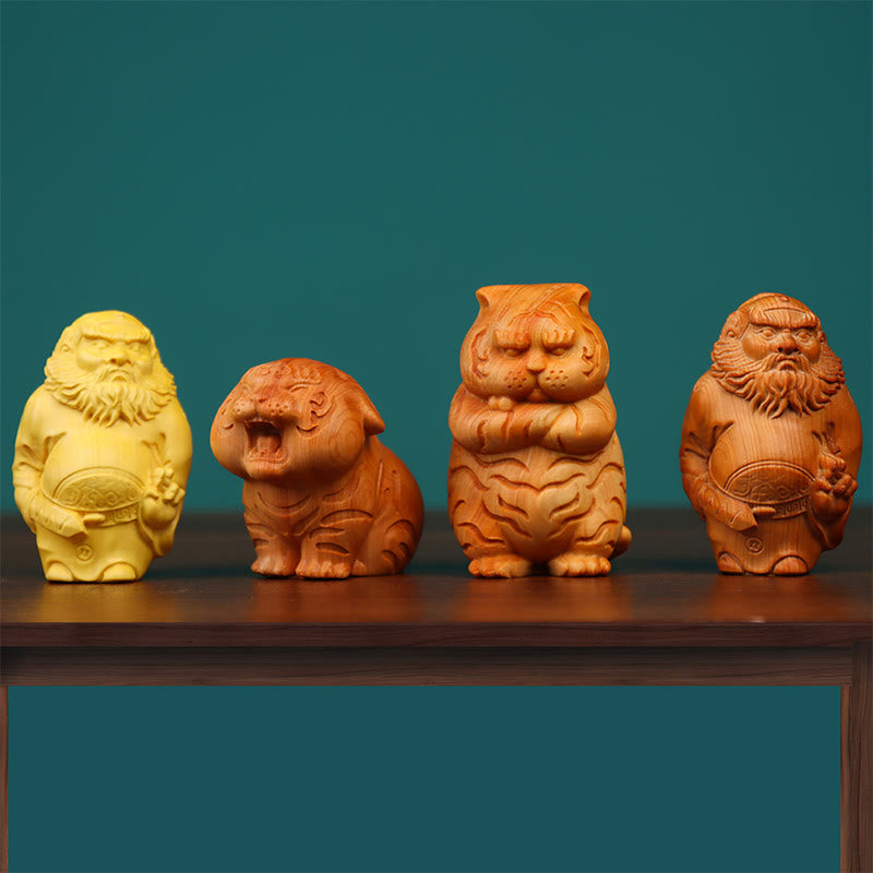 Collection de statues de bureau spirituelles en buis et thuya sutchuensis