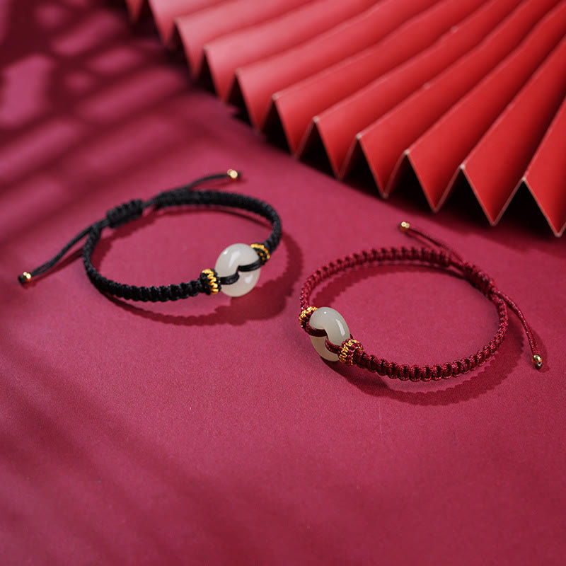Bracelet en jade tressé avec boucle de paix | Abondance et harmonie