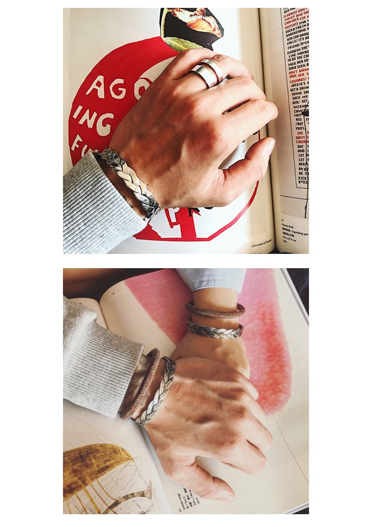 Bracelet en cuir tressé avec breloque œil de tigre