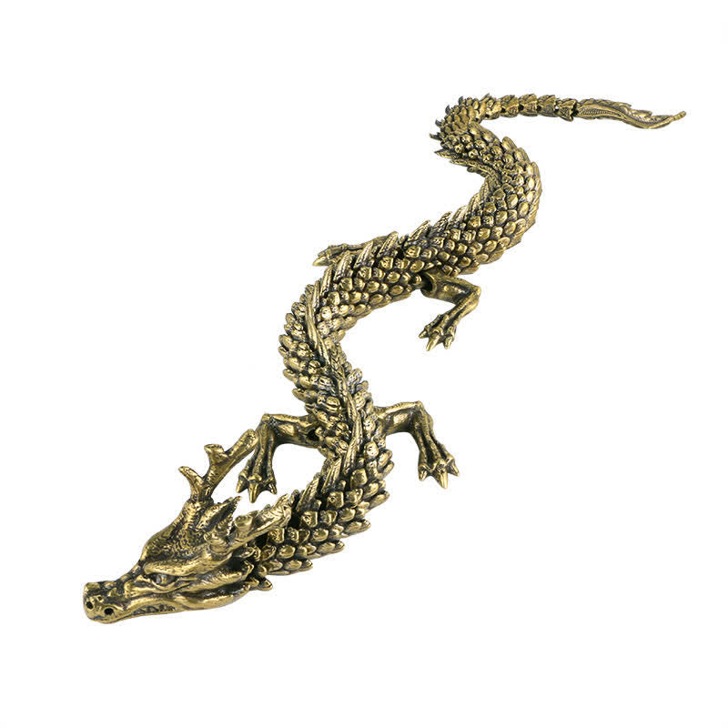 Statue de dragon en laiton et cuivre, symbole de chance et de protection