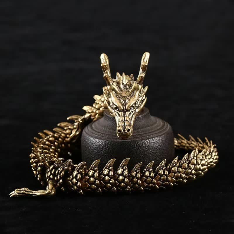 Statue de dragon en laiton et cuivre, symbole de chance et de protection