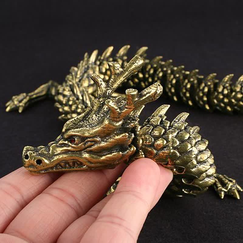 Statue de dragon en laiton et cuivre, symbole de chance et de protection
