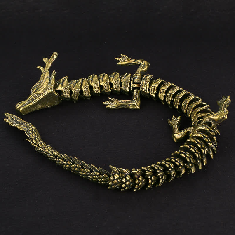 Statue de dragon en laiton et cuivre, symbole de chance et de protection