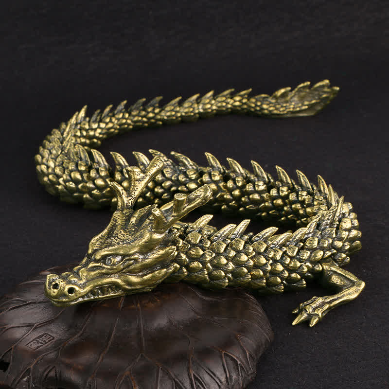 Statue de dragon en laiton et cuivre, symbole de chance et de protection