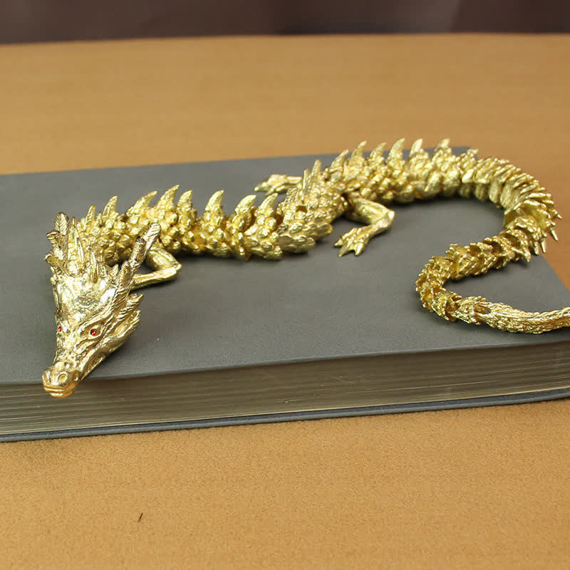 Statue de dragon en laiton et cuivre, symbole de chance et de protection
