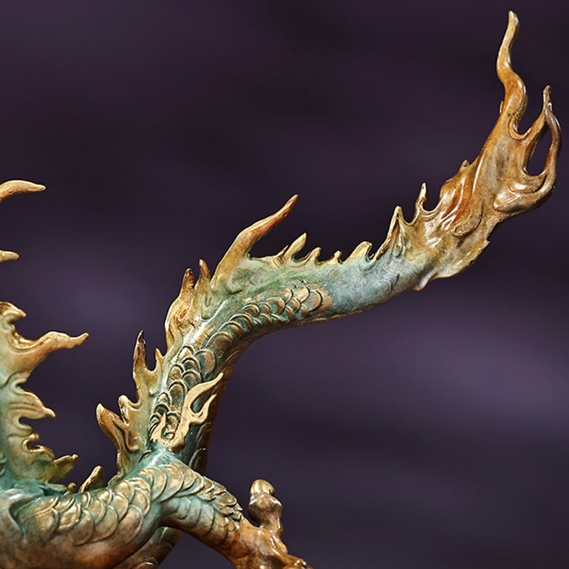 Décoration de bureau en laiton avec dragon | Feng Shui, chance et succès 31 cm