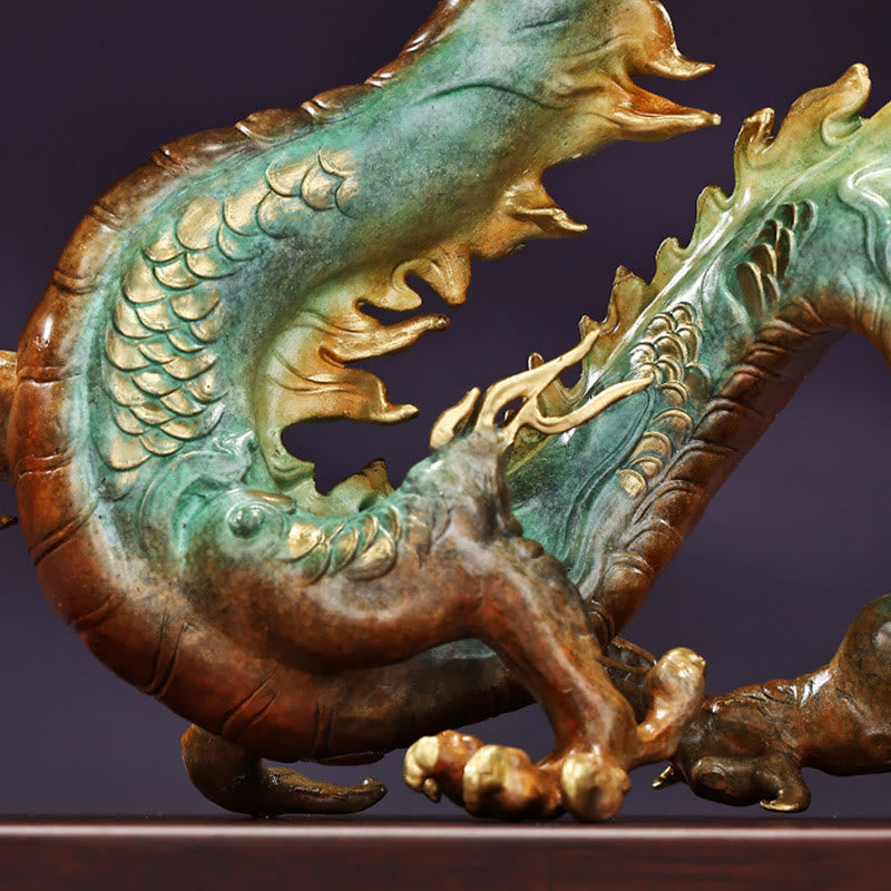 Décoration de bureau en laiton avec dragon | Feng Shui, chance et succès 31 cm