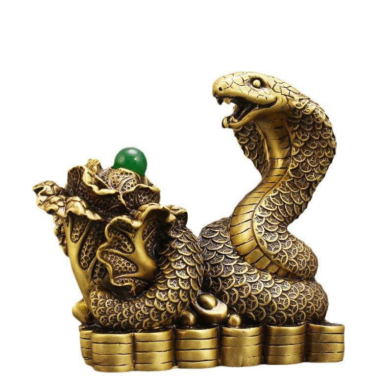 Figurine de serpent en laiton 19 cm, animal totem pour bénédictions spirituelles