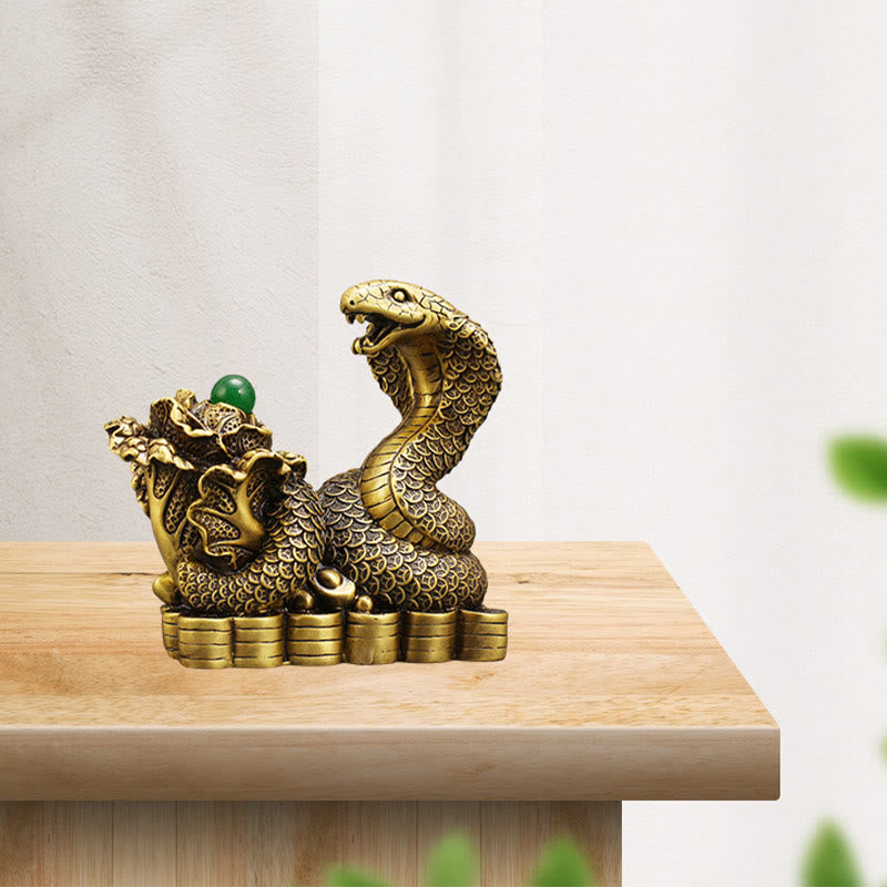 Figurine de serpent en laiton 19 cm, animal totem pour bénédictions spirituelles