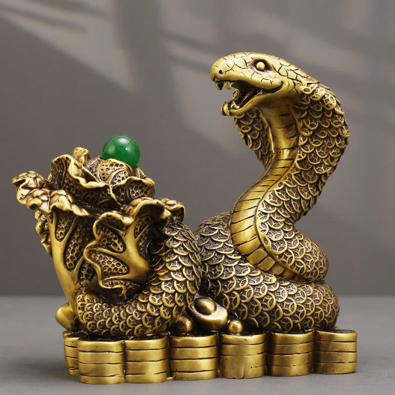 Figurine de serpent en laiton 19 cm, animal totem pour bénédictions spirituelles