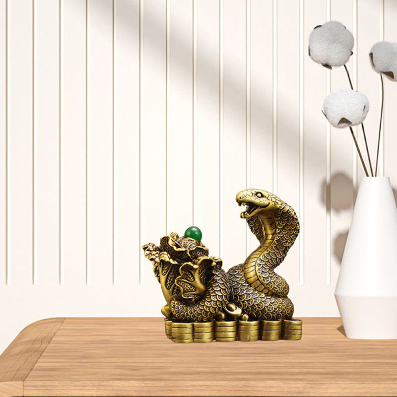 Figurine de serpent en laiton 19 cm, animal totem pour bénédictions spirituelles