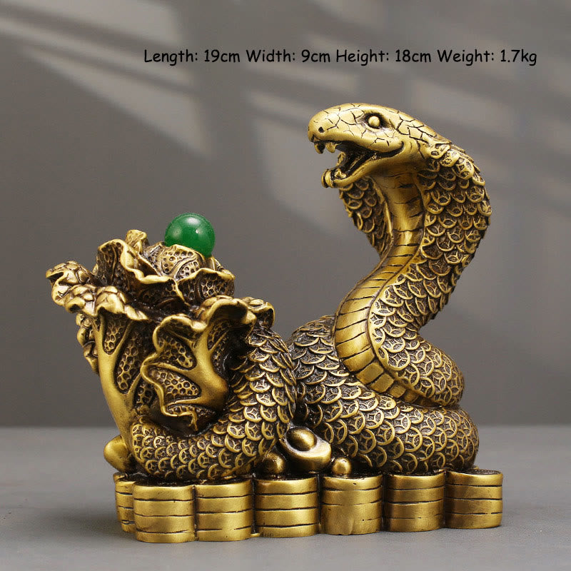 Figurine de serpent en laiton 19 cm, animal totem pour bénédictions spirituelles