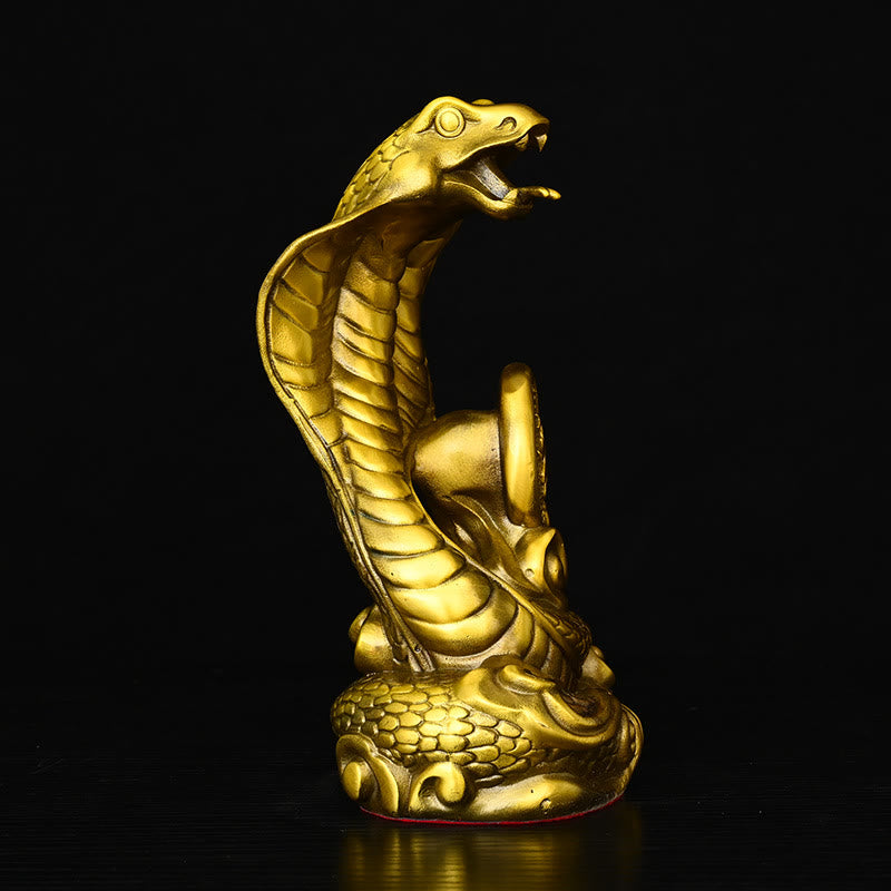 Statue du personnage Fu de l'Année du Serpent en laiton 14x9x19cm