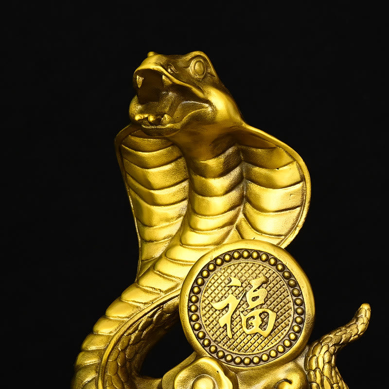 Statue du personnage Fu de l'Année du Serpent en laiton 14x9x19cm