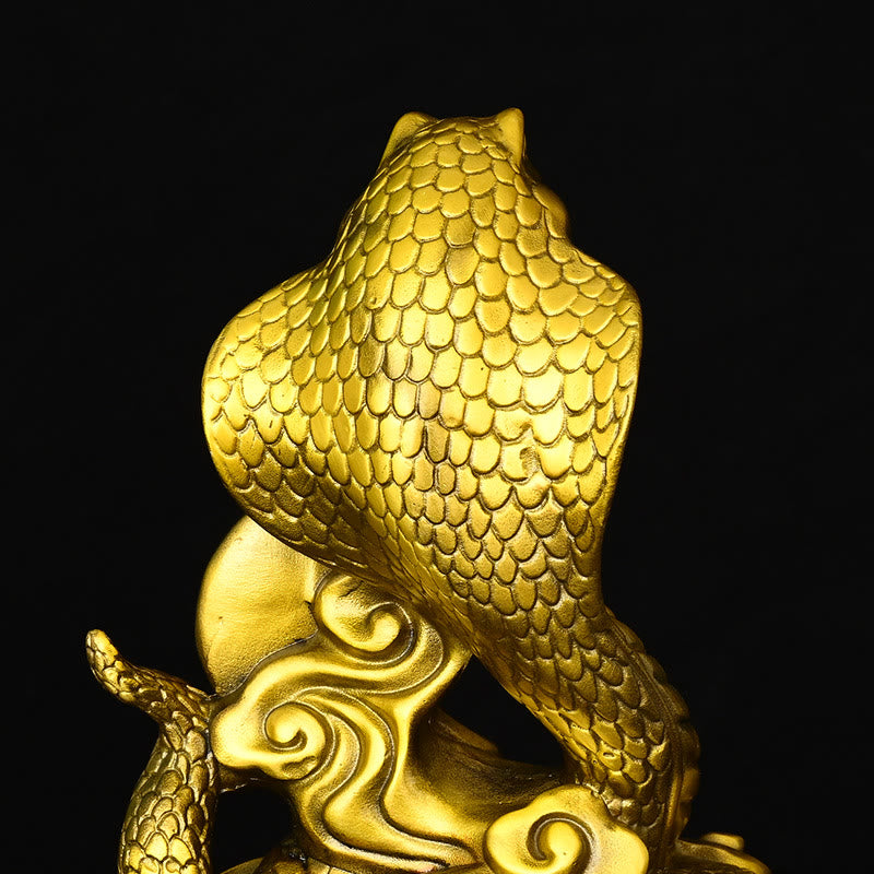 Statue du personnage Fu de l'Année du Serpent en laiton 14x9x19cm