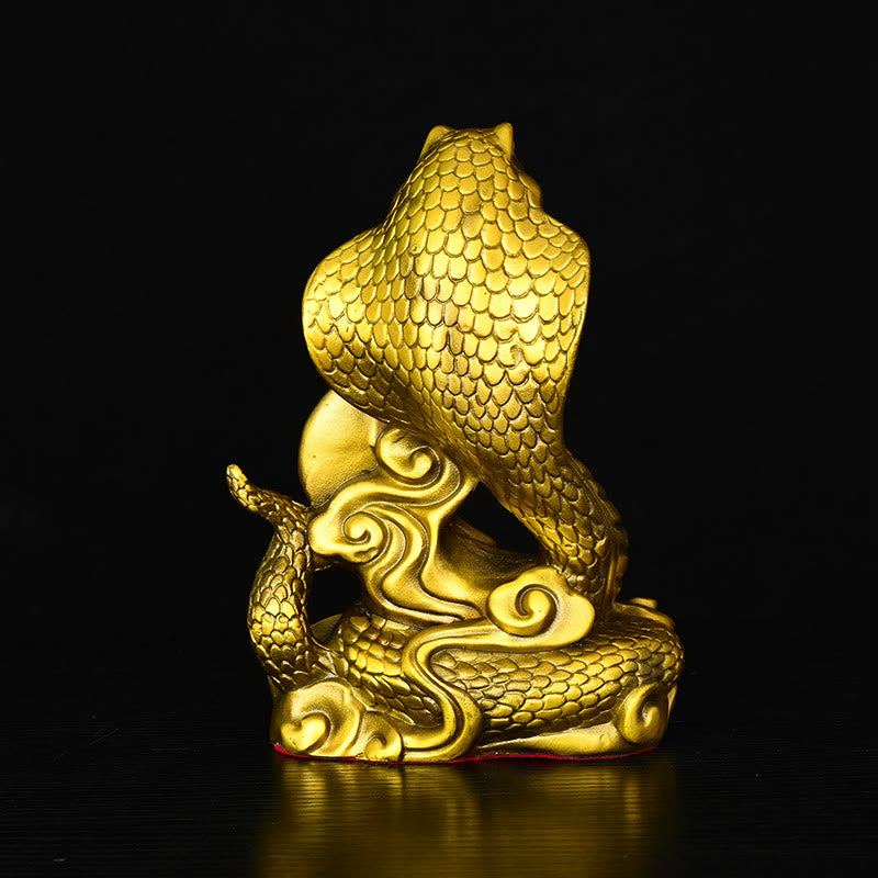 Statue du personnage Fu de l'Année du Serpent en laiton 14x9x19cm