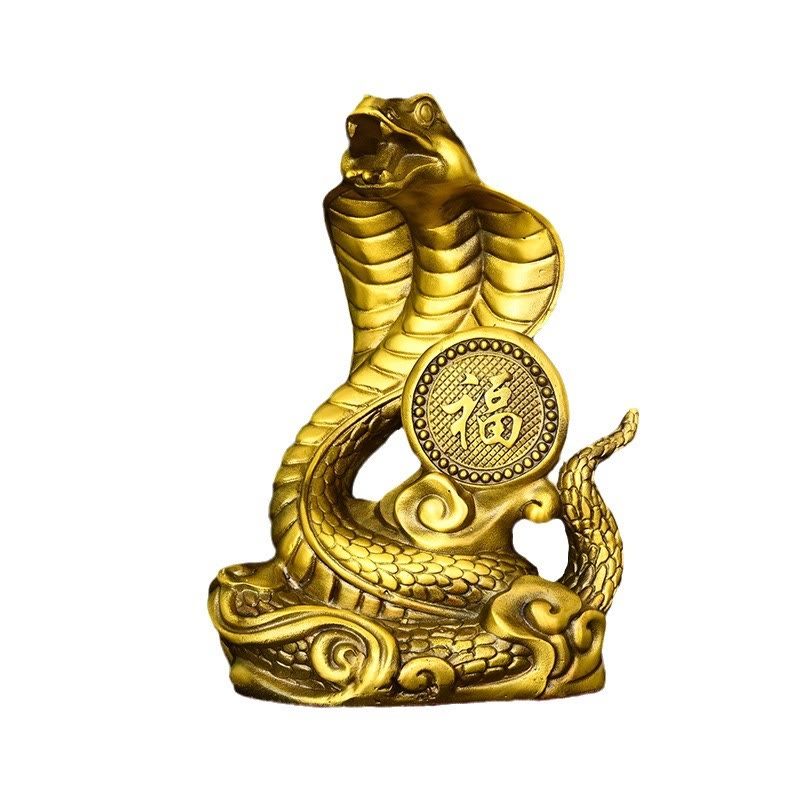 Statue du personnage Fu de l'Année du Serpent en laiton 14x9x19cm