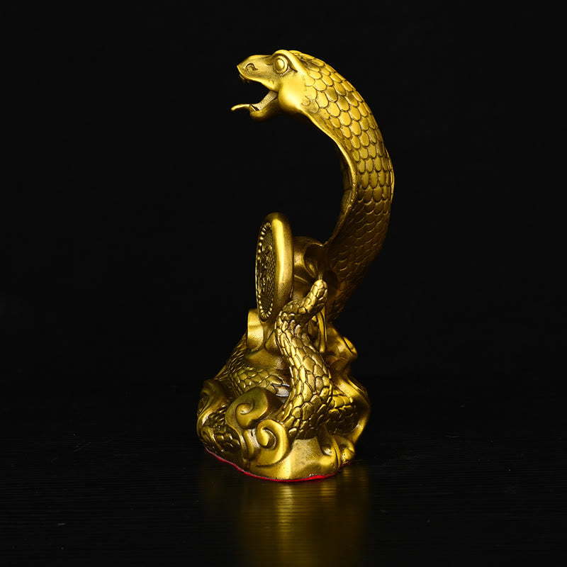 Statue du personnage Fu de l'Année du Serpent en laiton 14x9x19cm