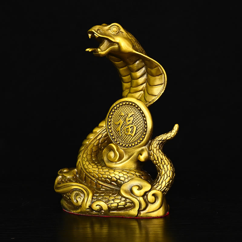 Statue du personnage Fu de l'Année du Serpent en laiton 14x9x19cm