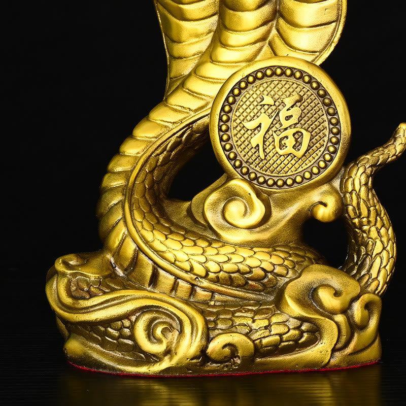 Statue du personnage Fu de l'Année du Serpent en laiton 14x9x19cm