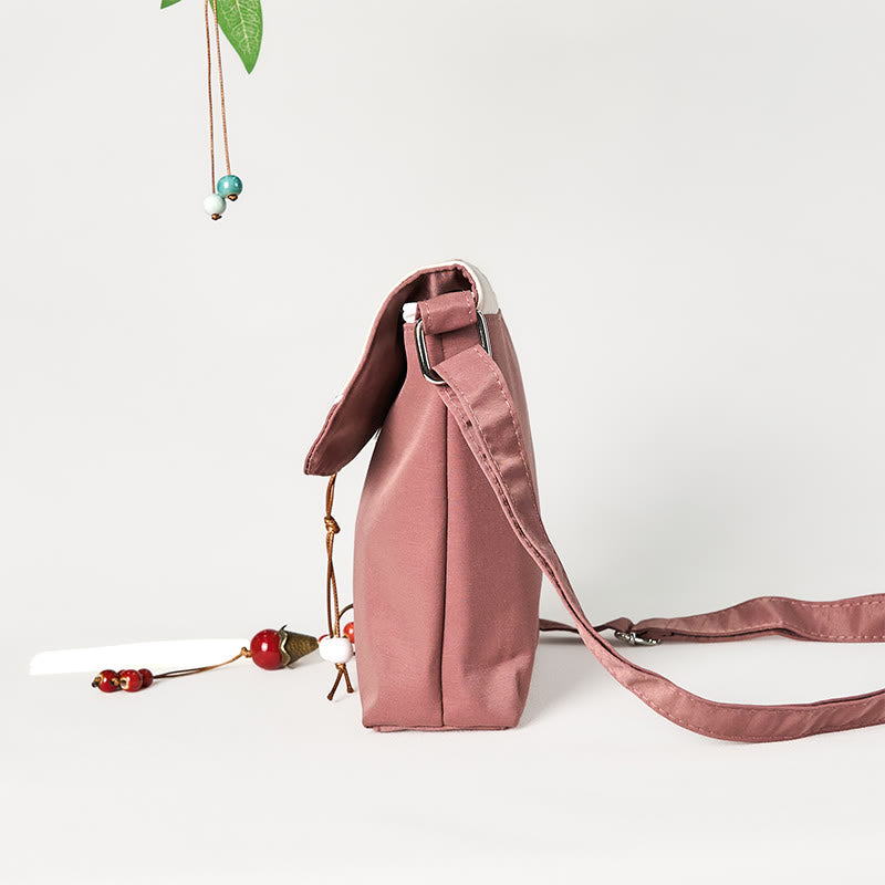 Sac de yoga en coton et lin marron à motif fleur de prunier