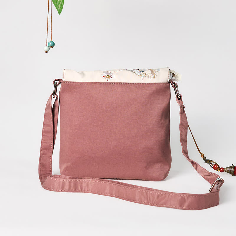 Sac de yoga en coton et lin marron à motif fleur de prunier