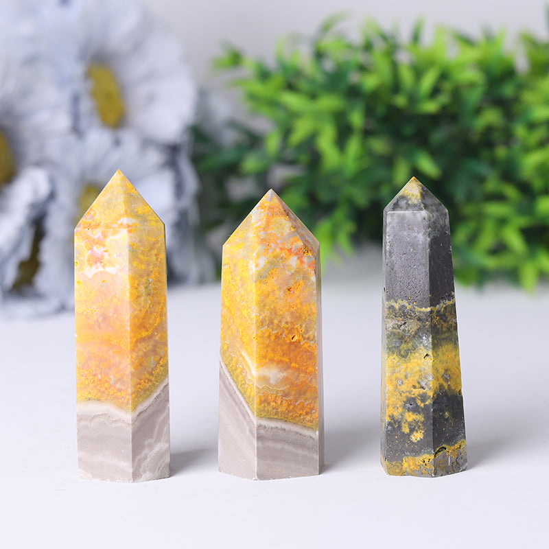 Bumble Bee Crystal Tower 2.3-4.5 in Healing Obelisk