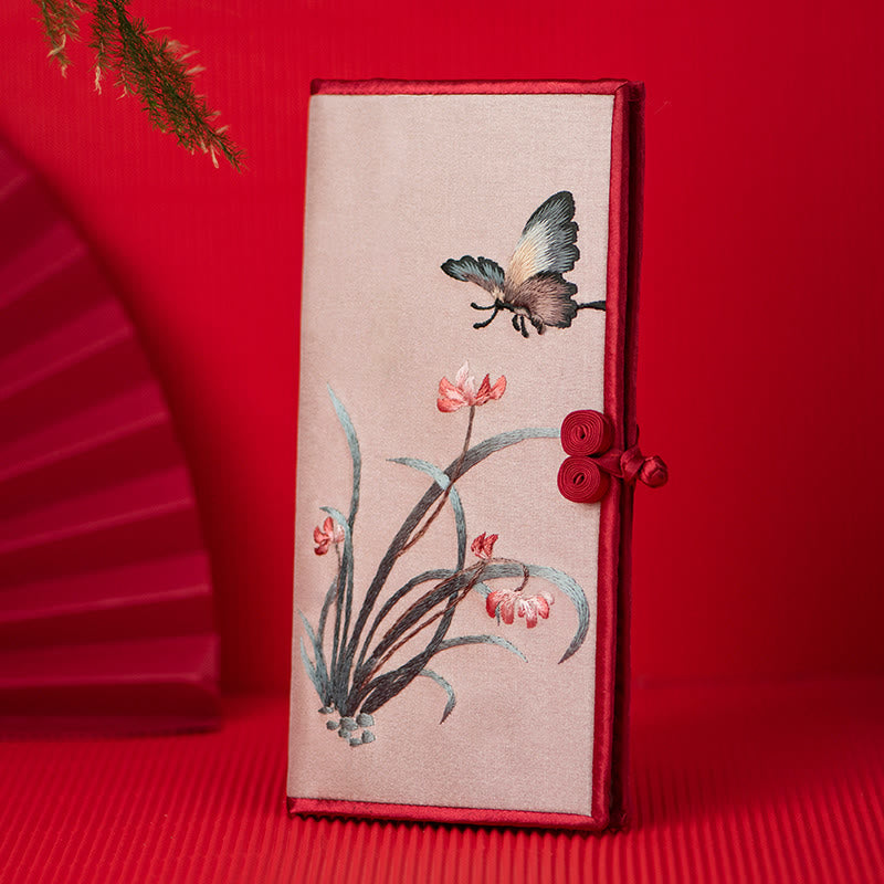 Sac à main brodé Orchidée papillon Su 20 cm Accessoire spirituel