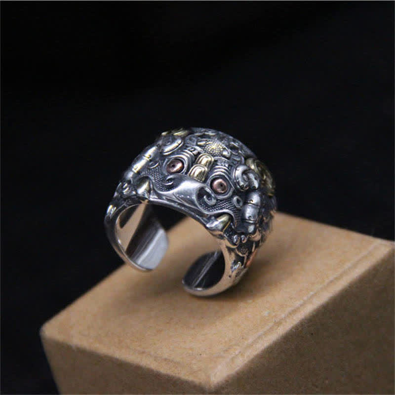 925 Sterling Silver Kui Cattle Protection Adjustable Spiritual Ring