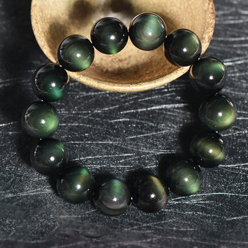 Natural Green Eye Obsidian Wealth Bracelet 8mm