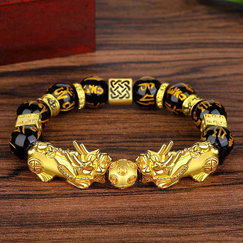 12mm Obsidian Pixiu Wealth Bracelet for Feng Shui Luck
