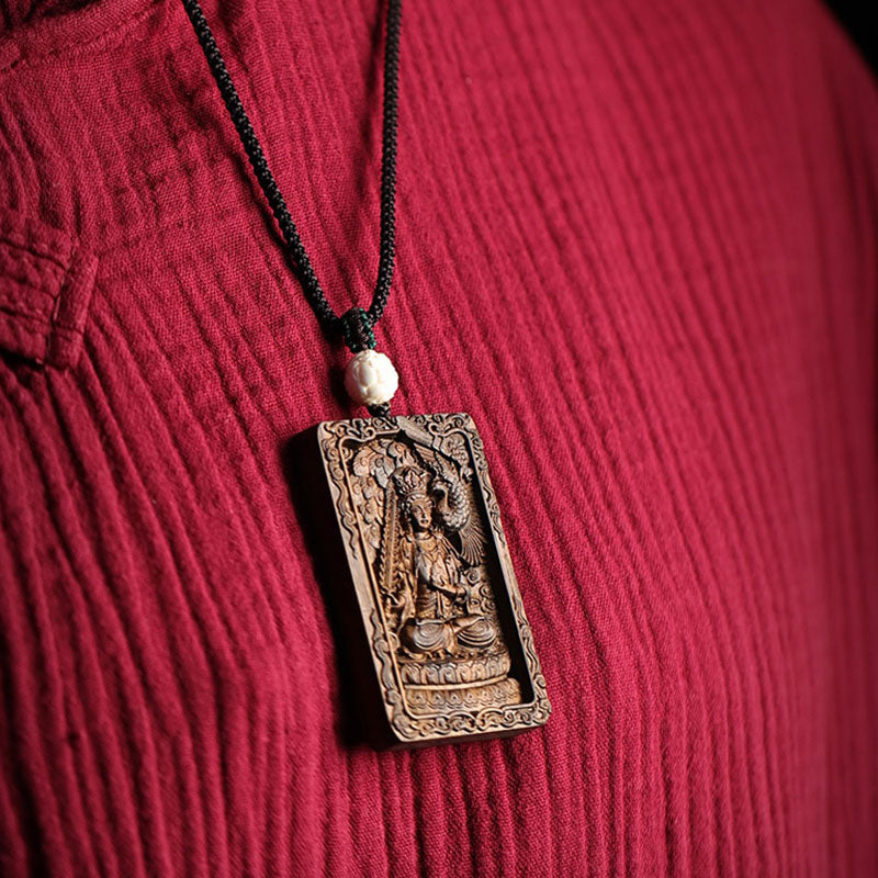 Chinese Zodiac Agarwood PiXiu Dragon Peace Necklace Pendant
