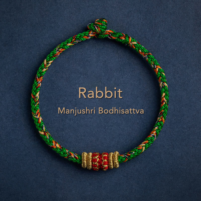 Bracelet en fil rouge fait main avec signe du zodiaque chinois pour la chance et la force