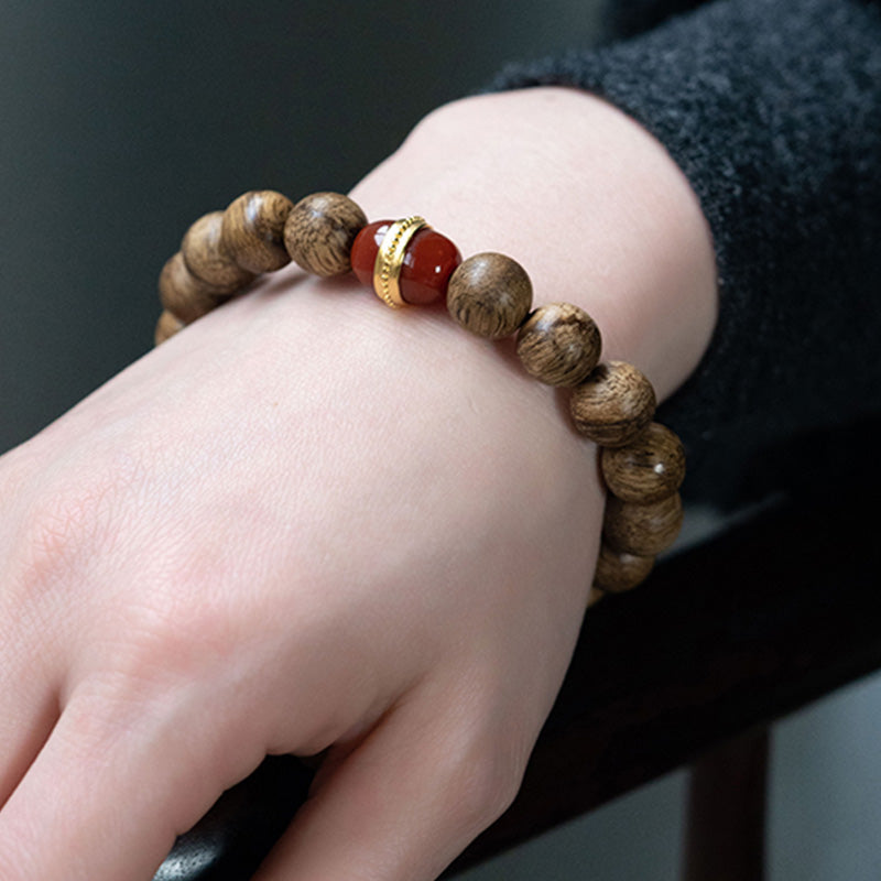 Agarwood Laughing Buddha Meditation Bracelet 10mm 12mm