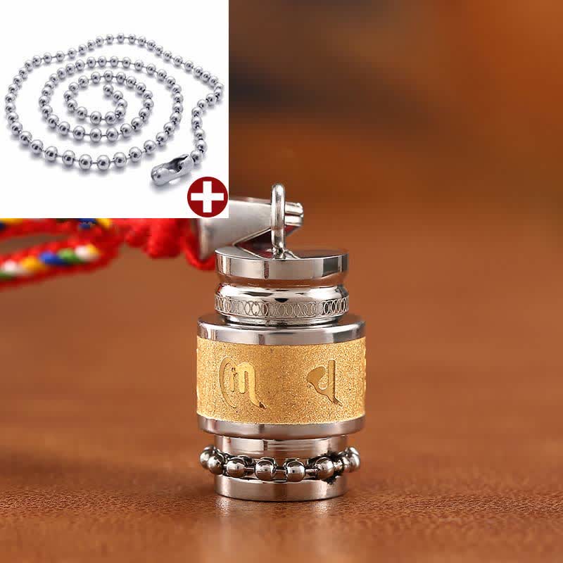 Pendentif de sagesse en acier titane Om Mani Padme Hum 1,2 cm