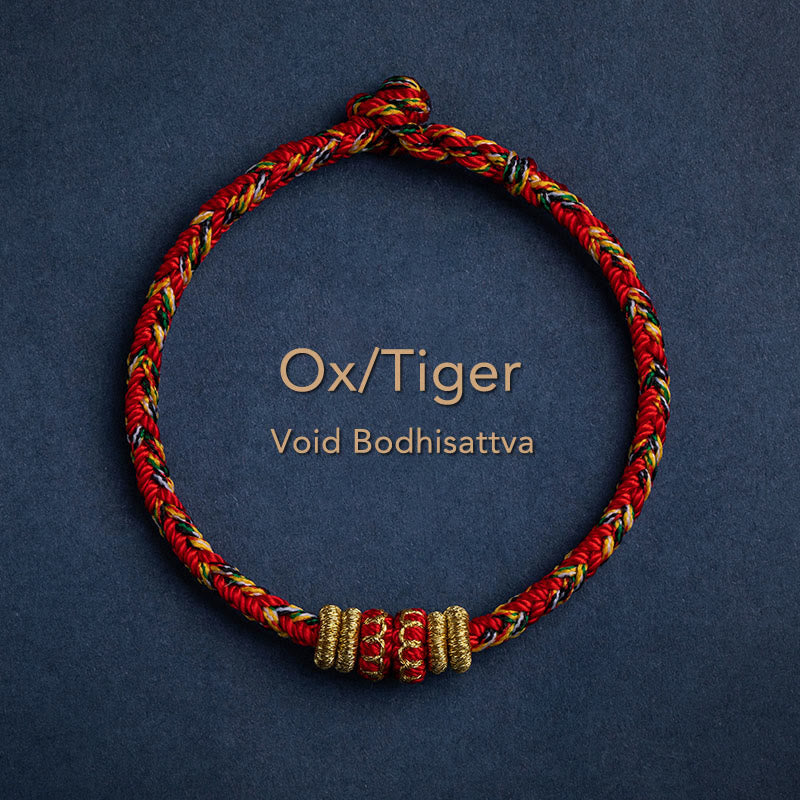 Bracelet en fil rouge fait main avec signe du zodiaque chinois pour la chance et la force
