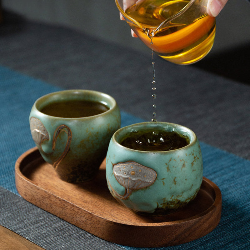Lotus Pod Engraved Ceramic Teacup 155ml Mindfulness