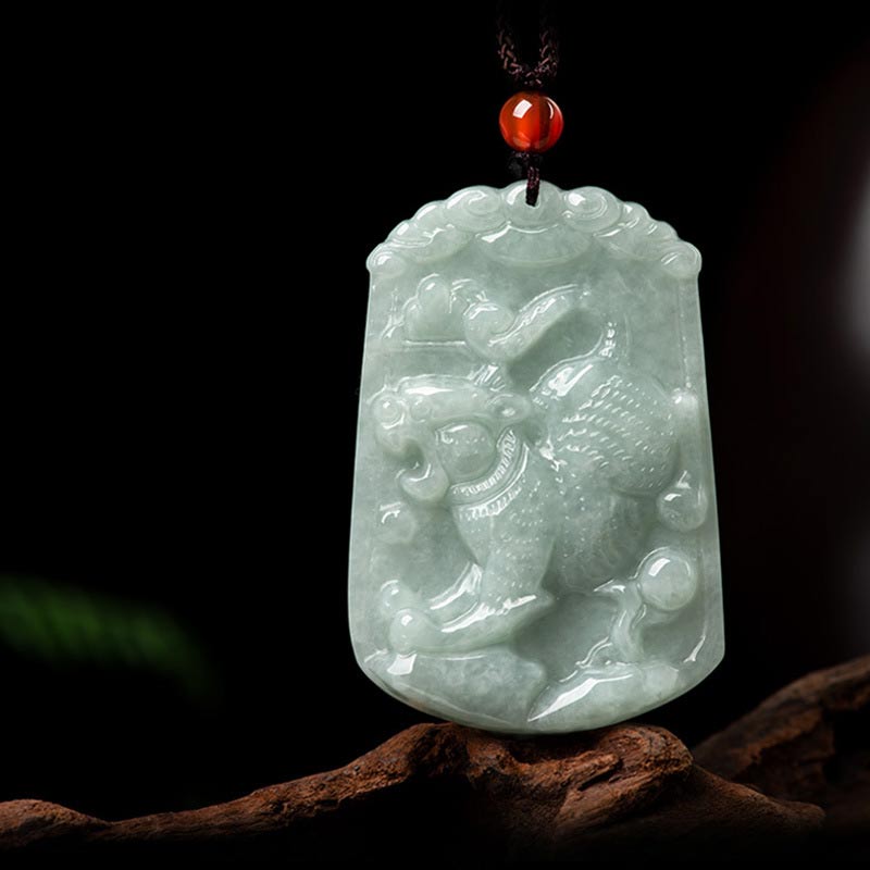 Unisex Jade Necklace with 12 Chinese Zodiac Pendants for Abundance
