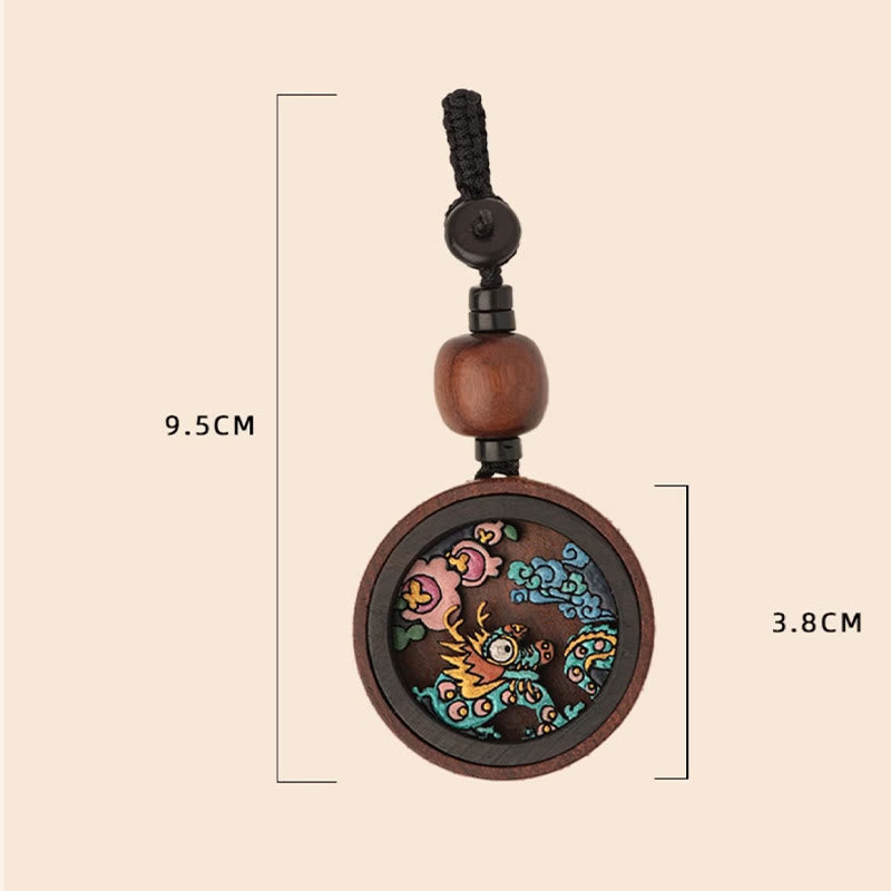 Rosewood Dragon Zodiac Key Chain for Calm & Protection